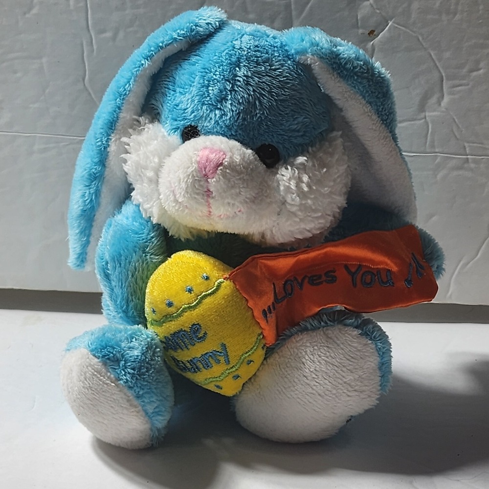 Dan Dee Blue Rabbit Some Bunny Loves You Easter Egg Banner Plush 9"